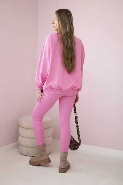 Cotton set sweatshirt + leggings pink