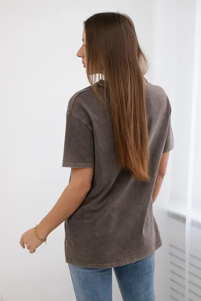 Shredded cotton blouse Miami brown