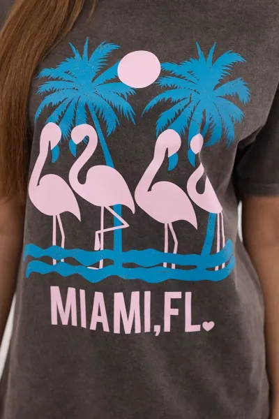 Shredded cotton blouse Miami brown
