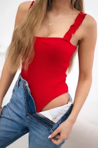 Nude blouse with straps red
