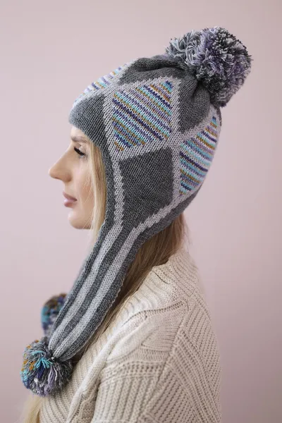 Women's cap Eunika K322 graphite with long ears
