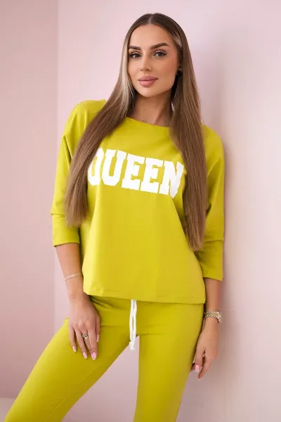 Legínovo Súprava s potlačou Queen biela Farba: Zelená, Veľkosť: UNI