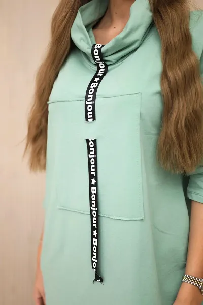 Dark mint dress with tie