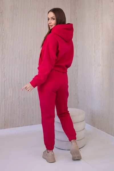 Insulated set with sweatshirt with fuchsia tie at the bottom