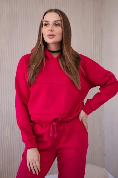 Insulated set with sweatshirt with fuchsia tie at the bottom