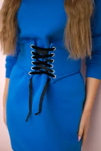 Insulated dress with decorative belt purple blue