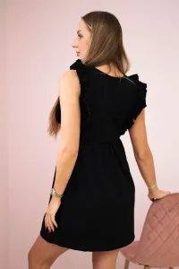 Dress with ruffles on the sides black