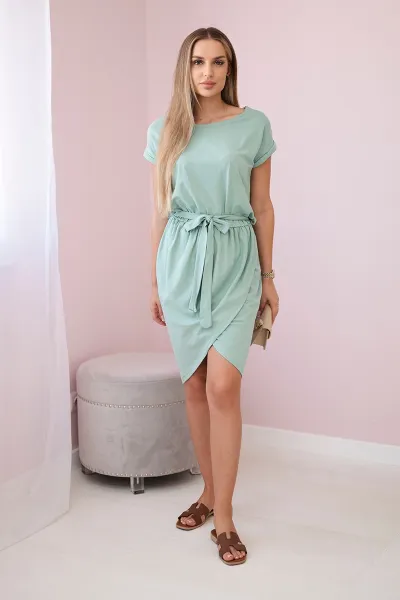 Tied dress with envelope dark mint