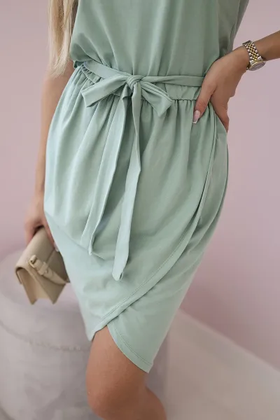 Tied dress with envelope dark mint