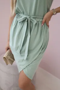 Tied dress with envelope dark mint