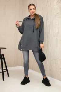 Insulated sweatshirt with grpahit press studs