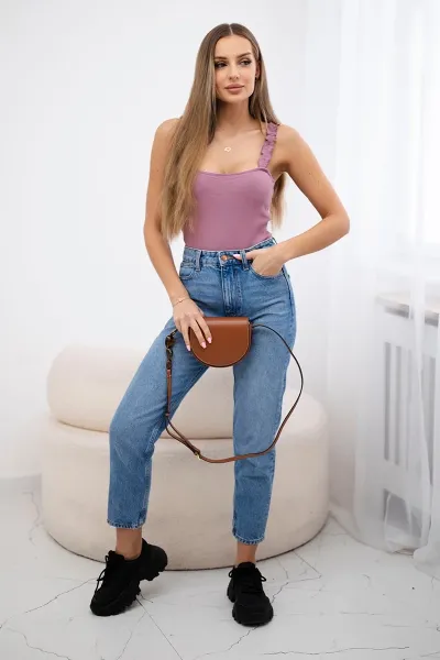 Strapless blouse navy pink
