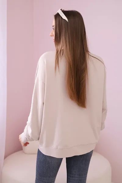 Cotton blouse with beige bow