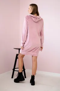 Velour dress with hood navy pink
