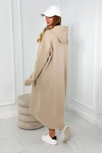 Beige insulated dress with a hood