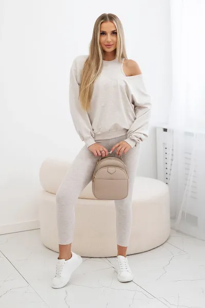 Legínovo 3-dielna súprava mikina + top + legíny červená Farba: Béžová, Veľkosť: UNI