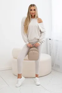 Legínovo 3-dielna súprava mikina + top + legíny červená Farba: Béžová, Veľkosť: UNI
