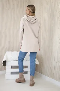 Tunic with zipper on hood Oversize beige