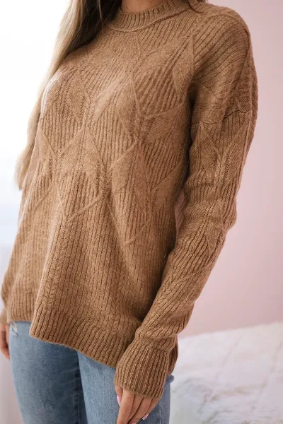 Pullover sweater with fashionable camel fabric