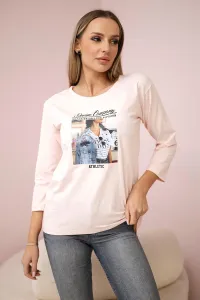 Blouse with Collage print powder pink