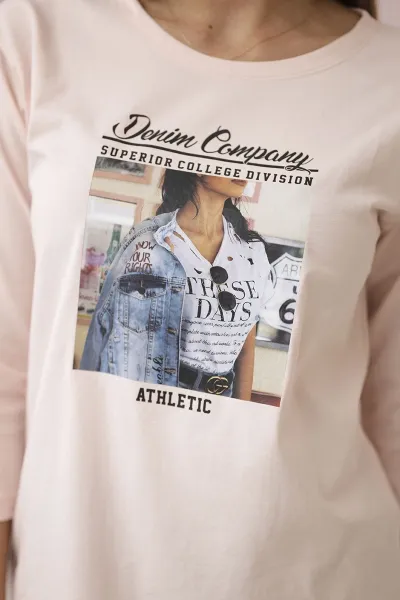 Blouse with Collage print powder pink