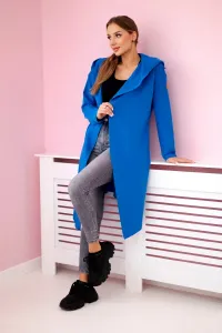 Long hooded cardigan - purple-blue