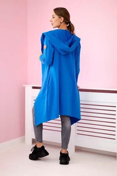 Long hooded cardigan - purple-blue
