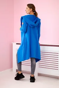 Long hooded cardigan - purple-blue