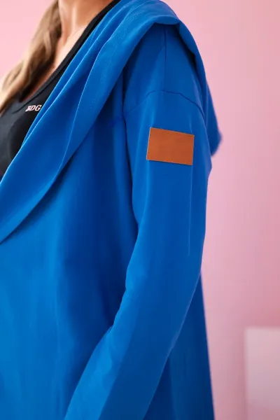 Long hooded cardigan - purple-blue