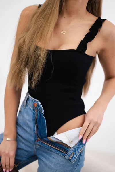 Black nude blouse with straps