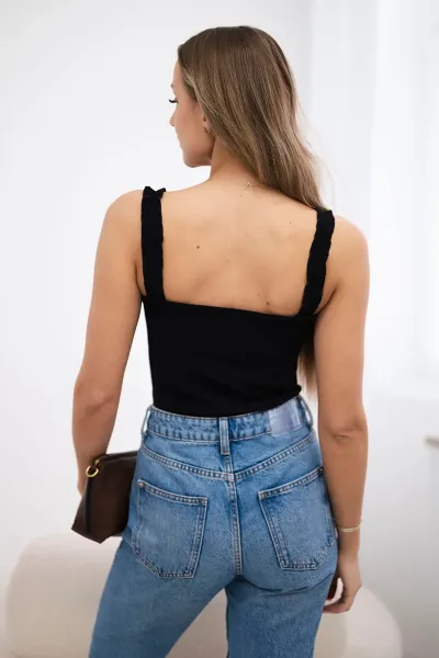Black nude blouse with straps