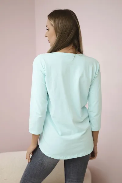 Blouse with Collage mint print