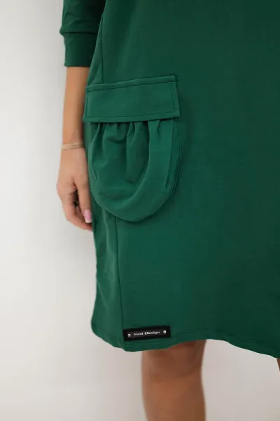 Dark green dress with a hood