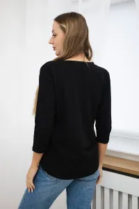 Blouse with 3D Bird black graphics