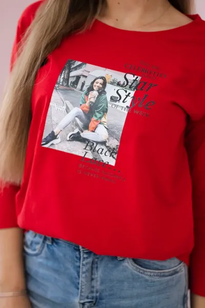 Blouse with Star Style print red