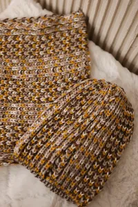 Women's fleece set Merry K202 brown + mustard