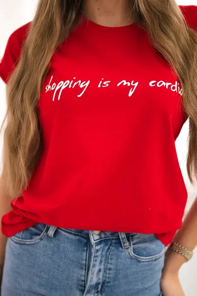 Shopping blouse is my cardio red