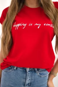 Shopping blouse is my cardio red