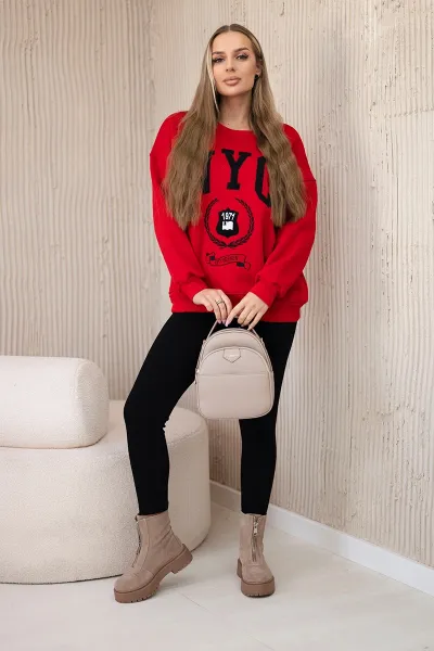 Cotton set insulated sweatshirt + leggings red