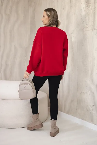 Cotton set insulated sweatshirt + leggings red