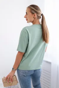 Cotton blouse with heart print dark mint