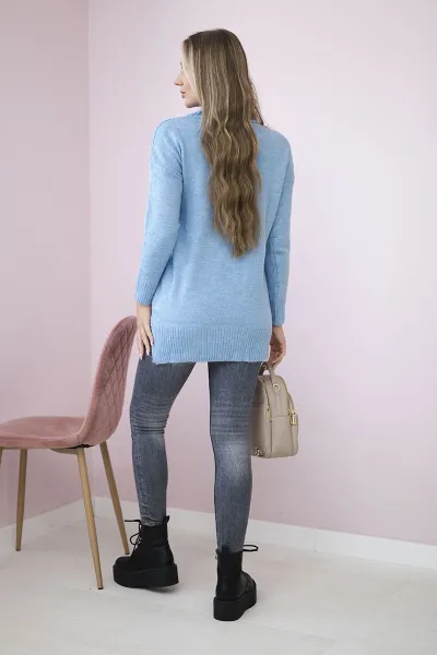 Sweater with stand-up collar blue