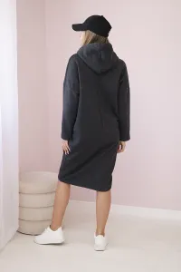 Dress with a hood and a slit on the side graphite melange