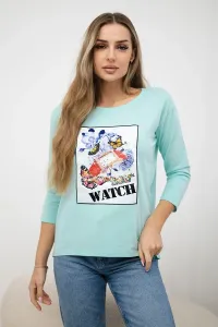 Blouse with 3D Watch mint graphics