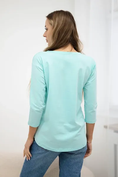 Blouse with 3D Watch mint graphics