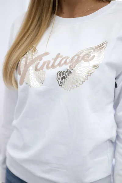 White sweatshirt with print
