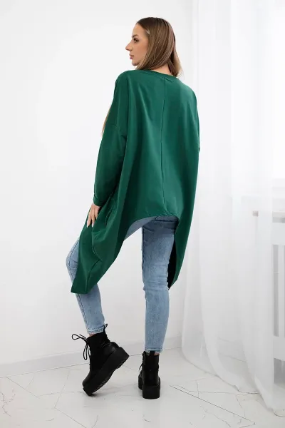 Oversize print blouse dark green