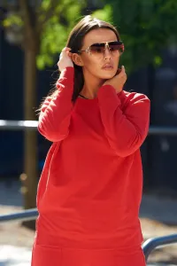 Cotton set Sweatshirt + Wide leg trousers red