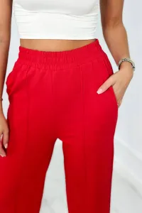 Cotton set Sweatshirt + Wide leg trousers red