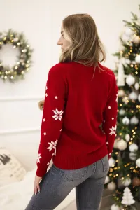 Red sweater with a Christmas motif